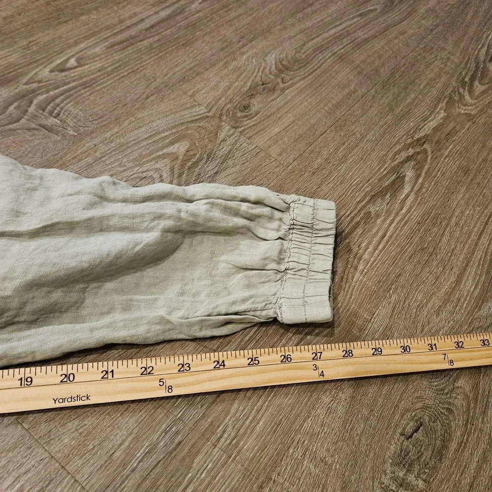 Nicole Miller New York Men's XL Linen Cargo Jogger Pants Beige Drawstring